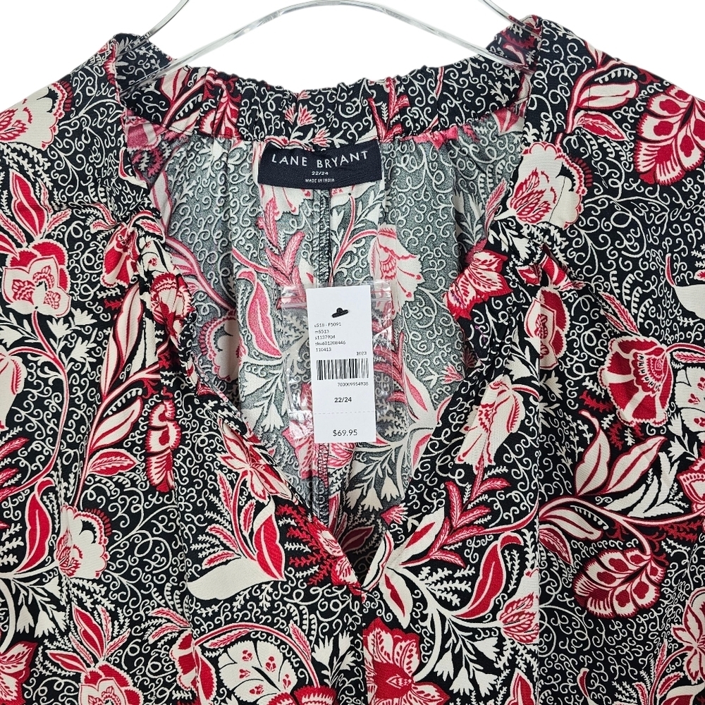 Lane Bryant #1137904 Gathered Ruffle V-Neck Popover Shirt NWT - Picture 5 of 12